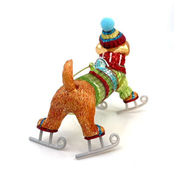 Christborn Weihnachtsanhänger Dackel auf Schlittschuhen, Rückansicht